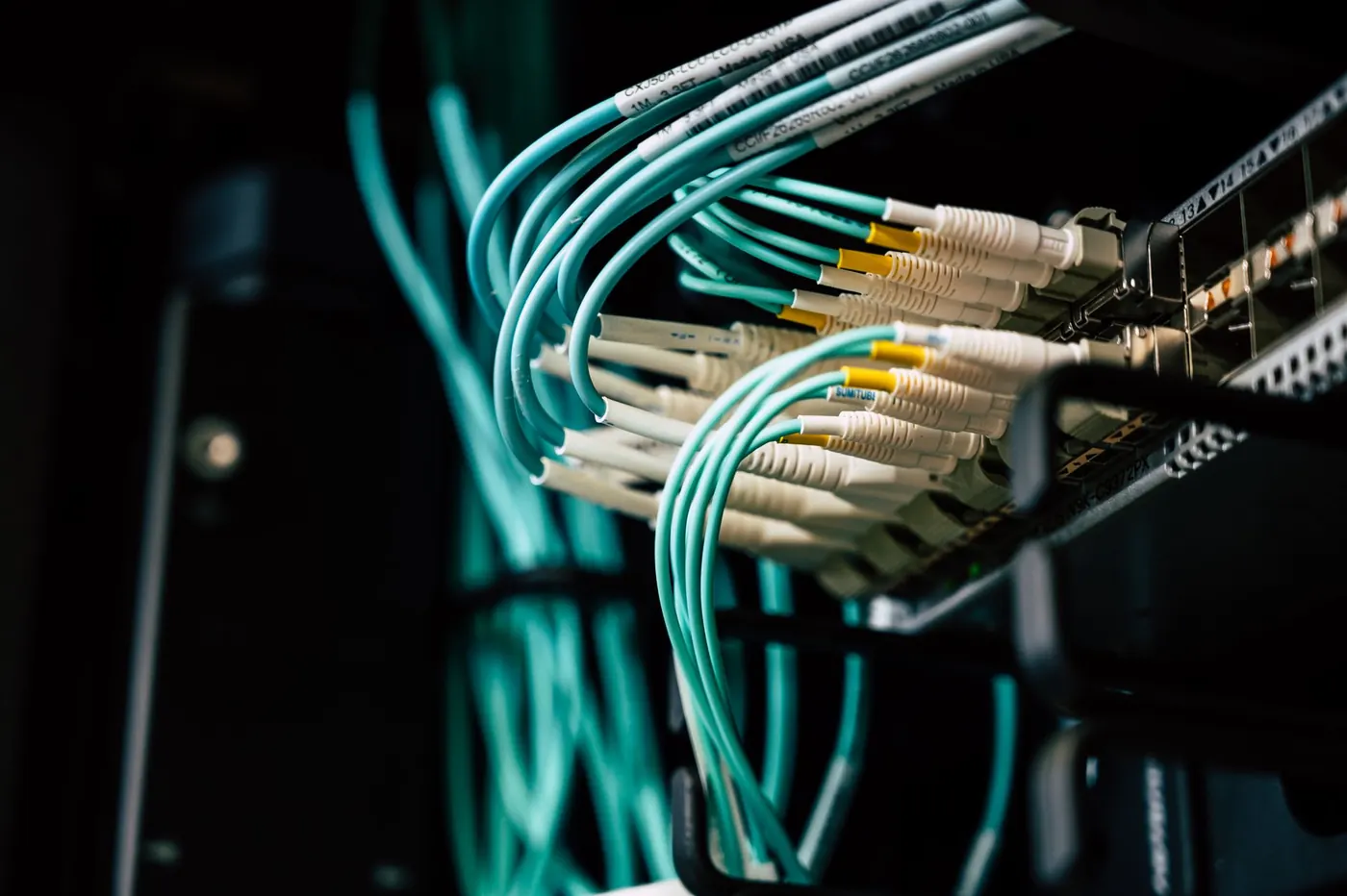 Network cabling and switching equipment in a server rack
